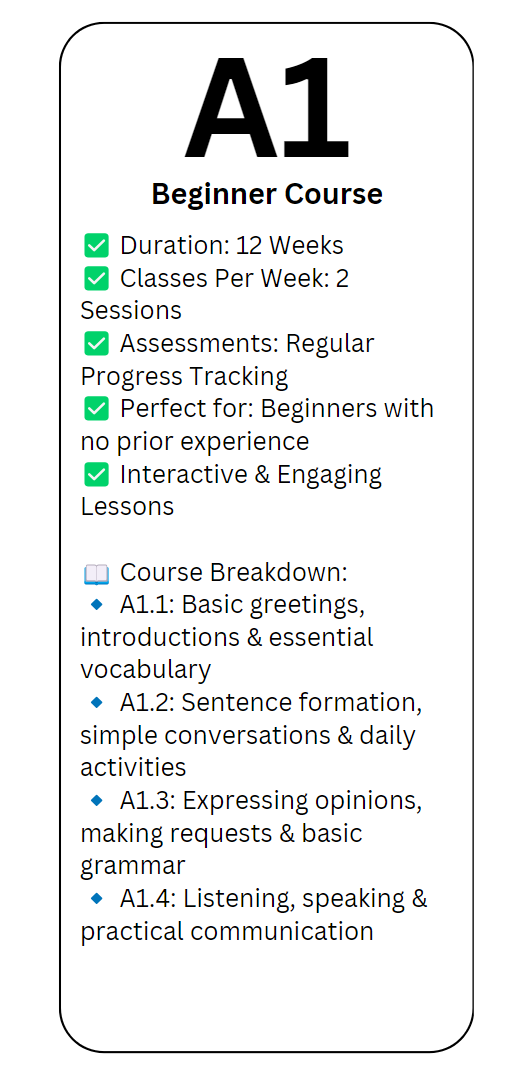 A1 Course Breakdown