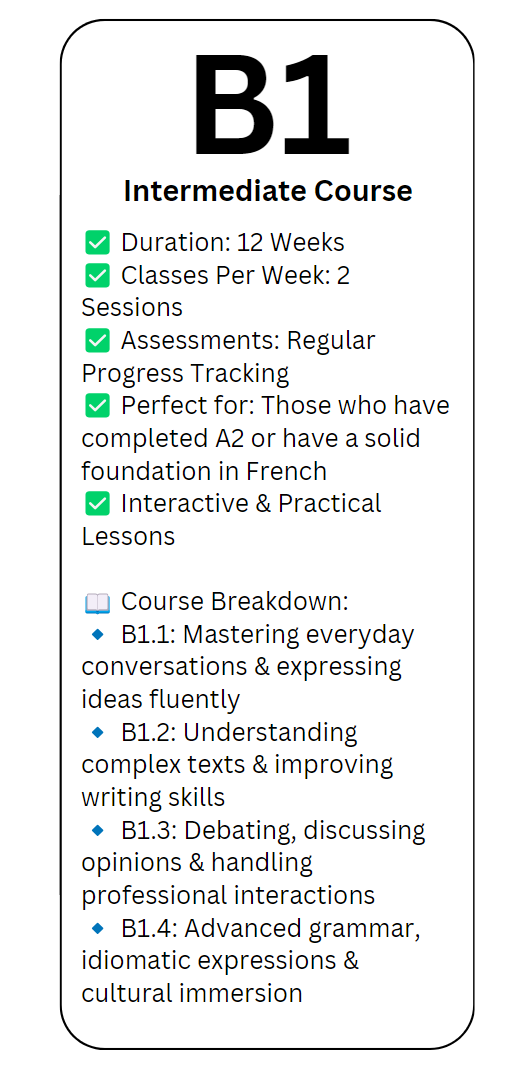 B1 Course Breakdown